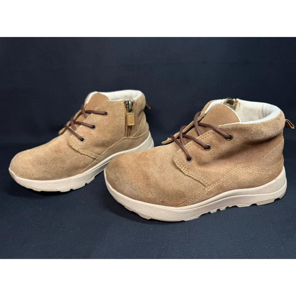 UGG Kids Canoe III Weather Chukka Suede Zip Up Lace Up‎ Boots Chestnut Suede